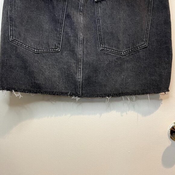 NWT Free People Washed Black Denim Button Fly Raw Hem skirt, Size 30 (US 10) - Picture 9 of 13